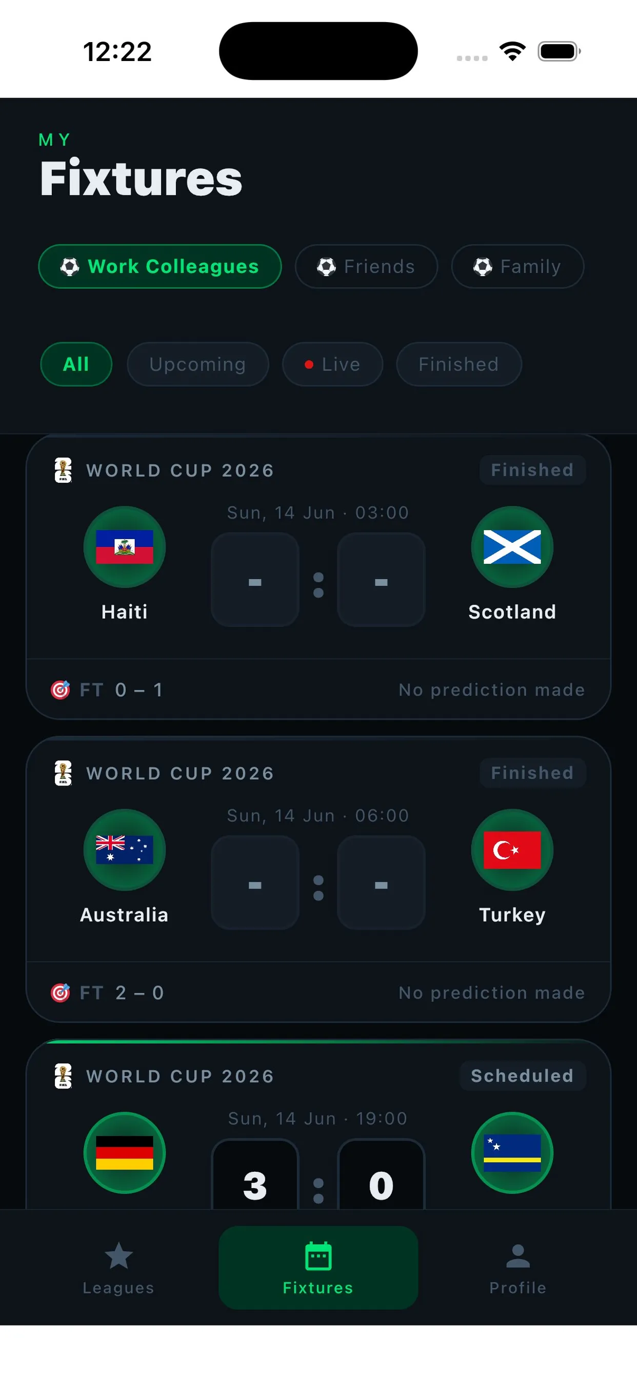 Captura de pantalla: Calendario y pronósticos