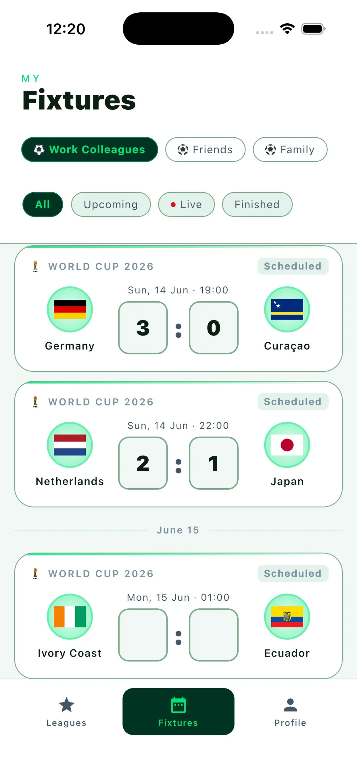 Captura de pantalla: Calendario y pronósticos